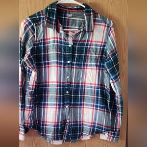 Aerie Plaid Button Down Shirt - Red, Green, Blue